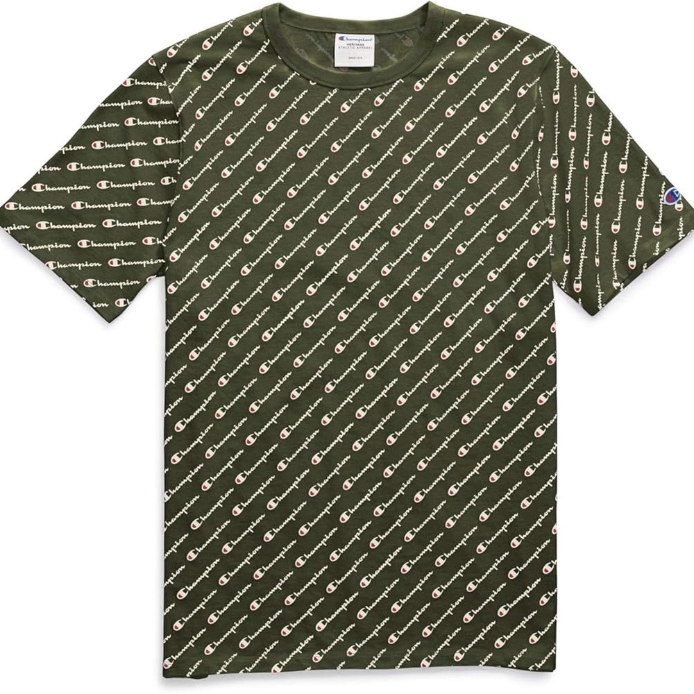Champion Men's Olive Green Logo T-Shirt Large